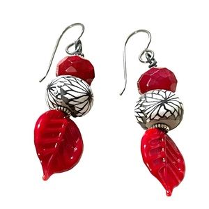Red White & Gray Beautiful Holiday Earrings